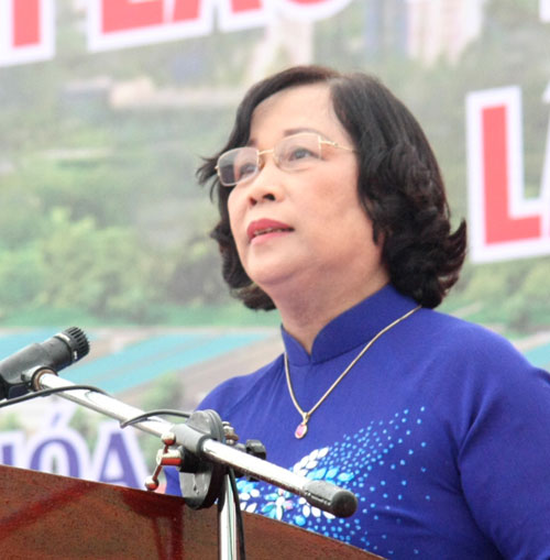 Bà Phạm Thị Hải Chuyền Ủy viên TW Đảng Bộ Trưởng  Bộ LĐTB&XH phát biểu tai buổi Lễ